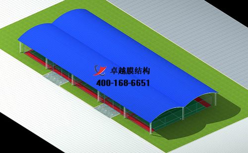  五家渠膜結構網(wǎng)球場門球場籃球場（五家渠體育館 ）設計施工安裝案例